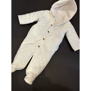 INFANT 9M 9 MONTHS RALPH LAUREN "BARN" QUILTED BUNTING SNOWSUIT CREAM COLOR